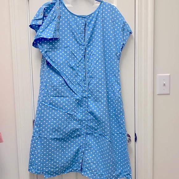MATERNITY! Blue Polka Dot Stylish delivery hospital gown - Picture 6 of 6